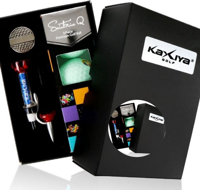 카시야 골프 컬러구 3구B 선물용골프공, 에이밍싱글골프티_화이트홀인원