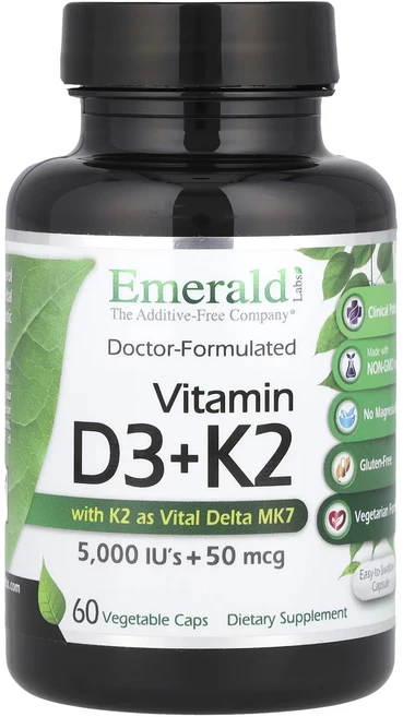Emerald Laboratories 비타민D3 + K2 베지 캡슐 60정, EmeraldLaboratories비타민D3K2베지캡슐 - 쿠팡