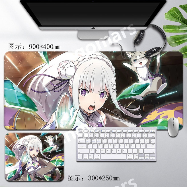 리제로 에밀리아 맞춤 마우스패드 키보드 장패드 두께 3mm, 900x400mm, 1개, AG