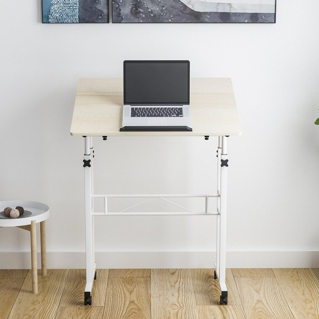 위드미마켓 각도 높이조절 책상 이동식 스탠딩 컴퓨터 책상, 라이트브라운