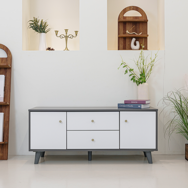 어레어 미텔 TV 티비다이 거실장 1200, 그레이화이트