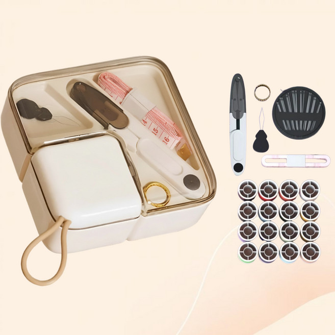 리브썸 반짇고리 바느질세트 수납세트, 1개, 베이지크림