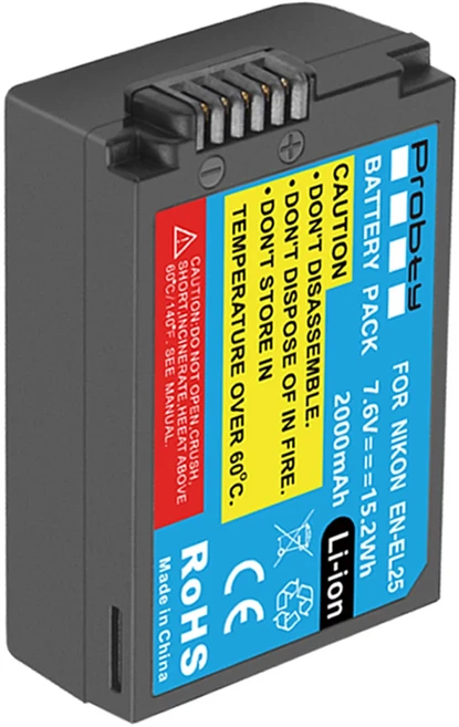 니콘 Z50 Z50 II Z30 ZFC 카메라용 2000mAh EN-EL25 EN-EL25A 배터리 및 USB-C 고속 충전기 MH-32 충전기 4, 01 1 Battery