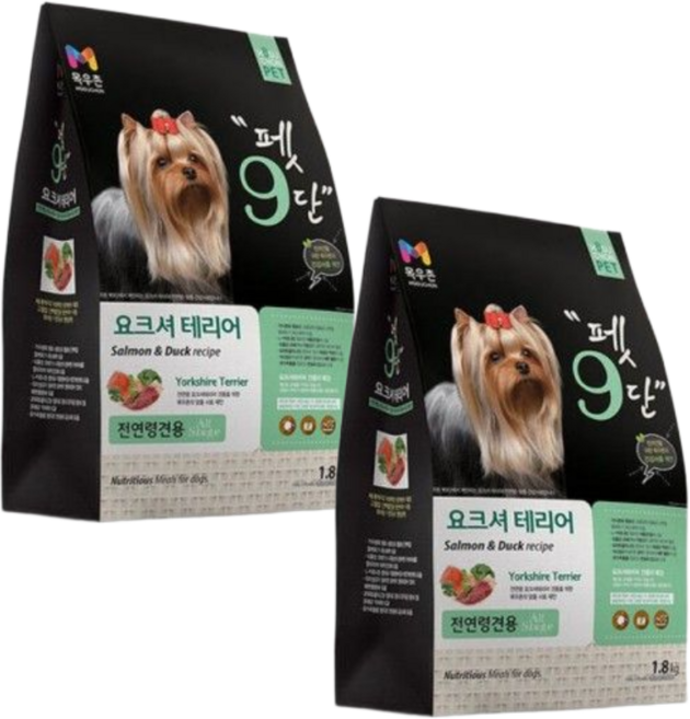 목우촌펫 펫9단 생후 2개월 이상 전연령견용 요크셔테리어 건식사료, 2개, 1.8kg, 오리