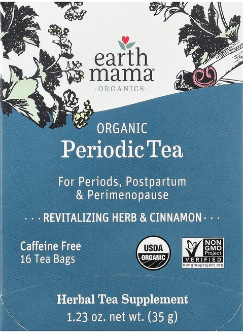 Earth Mama Organics 유기농 주기적으로 정종 차 리바이탈라이징 허브 시나몬 카페인 무함유 티백 16개 35g(1.23온스), 35g - 쿠팡