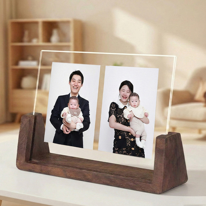 블리스 인테리어 액자 포토 프레임 스탠드 액자 6 7인치 겸용, 1개, 브라운