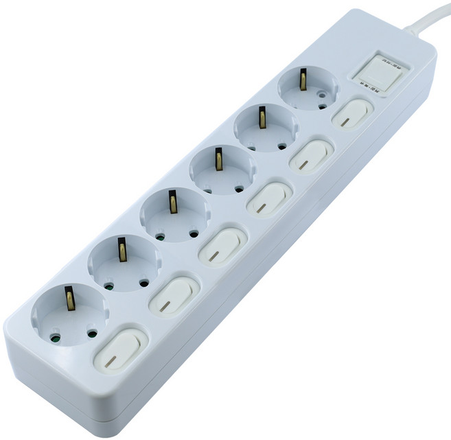 다조아 국산 개별 스위치 절전 멀티탭 6구 (16A), 1개, 화이트, 1.5m