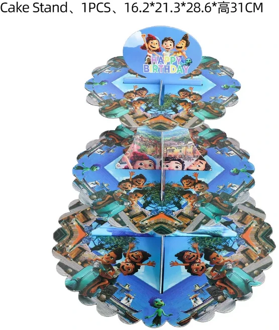3단 프린세스 스파이더맨 종이 케이크 홀더 원형 미키 케이크 생일 파티 장식 용품 컵케이크 스탠드 홀더, 03 style 6