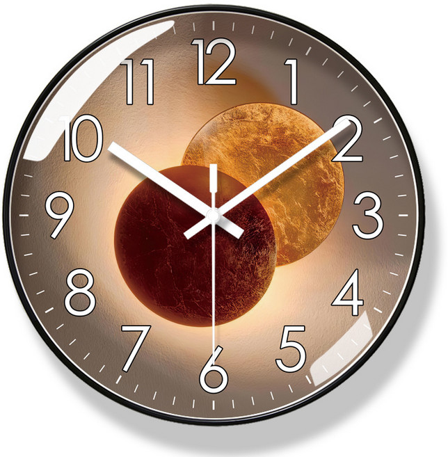 ANYOU 무소음 원형 벽시계 예쁜 모던 거실 인테리어 시계 35cm, 카키