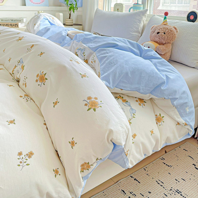 다이에나 순면 40수 이불 커버 단품 사계절 LOVE, 아이보리