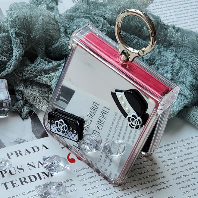 갤럭시Z 플립 5 6 7 레이디 피규어 풀미러 힌지 핑거키링 케이스