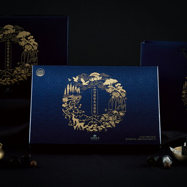 [시대명가] 상황 발효 침향환 60환 상황버섯 균사체 선물세트 고급 쇼핑백 포함, 225g, 1개