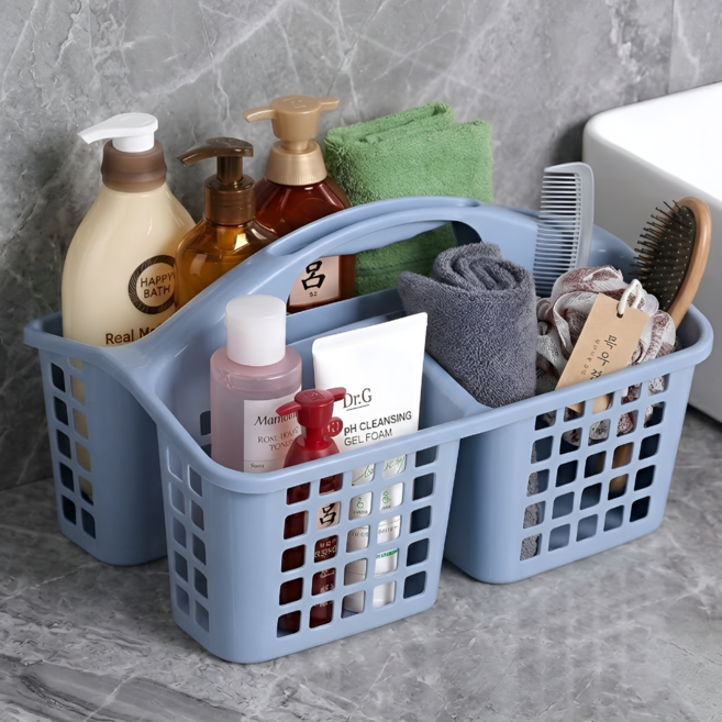 심플딤플 3단 목욕 바구니 샤워 수영장 세면도구 가방, 포그 블루