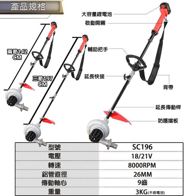 ASAHI SC196 無刷鋰電抽水機, 1個, 空機(統編請打備註)