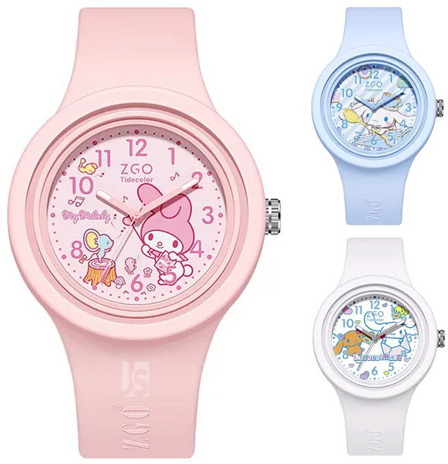 씨플 산리오 마이 멜로디 시나모롤 쿠로미 캐릭터 학생용 가죽 손목시계