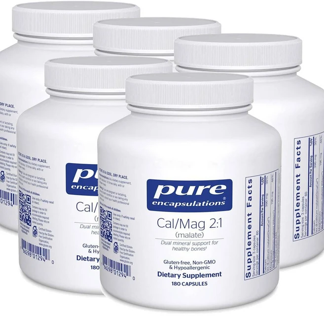 퓨어인캡슐레이션 칼슘 마그네슘 말레이트 2:1 캡슐 Pure Encapsulations Cal Mag, 5개, 180정 - 쿠팡