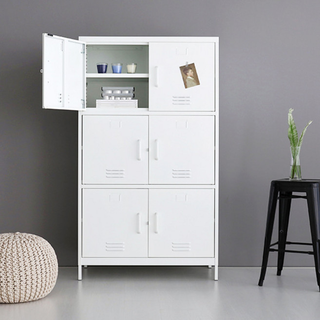 마켓비 MKB 철제수납장 캐비넷 6문 락커 9131600, 화이트