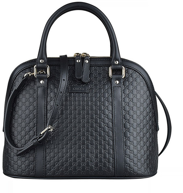 GUCCI GUCCISSIMA 標籤LOGO雙G壓紋牛皮壓紋手提斜背貝殼包, 黑
