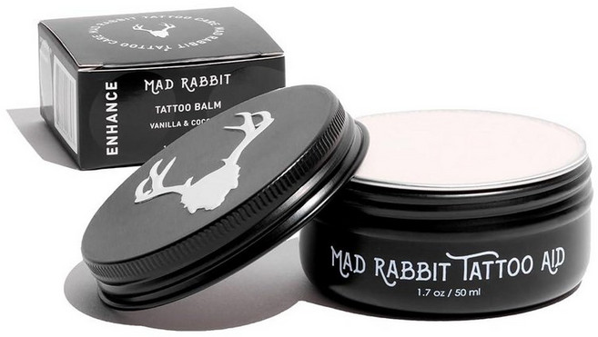 Mad Rabbit 탠저린 & 바닐라 밤 살브 - 타투 애프터케어 크림 오래된 타투를 되살리는 색상 향상 새로운 타투에 수분 공급, Vanilla Coconut, 1개, 50ml