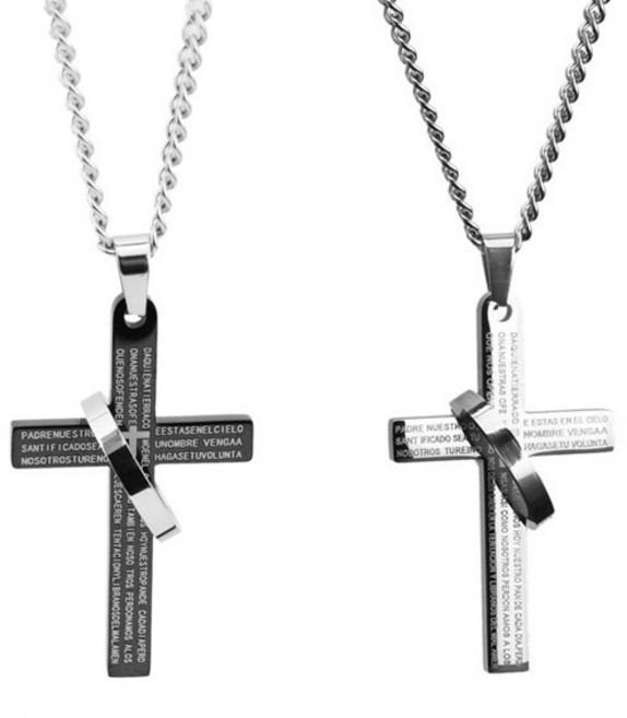N0314w 써지컬스틸 주기도문 링 십자가 체인 목걸이 - 남자목걸이 여자목걸이