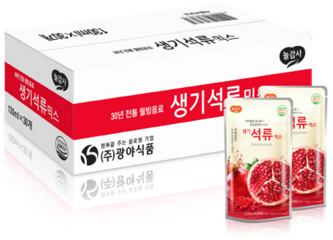 광야식품 생기석류 파우치 130ml 1BOX(30개입), 3.9L, 30개