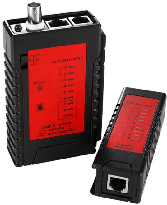 이지넷 랜케이블 테스터기 NEXT-468LT [레드], 1개
