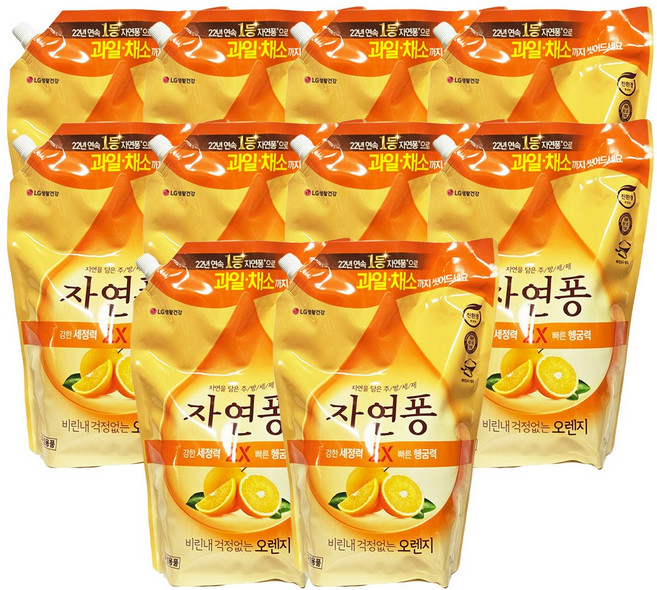 자연퐁 주방세제 오렌지 1.4kg 리필, 1.4L, 10개