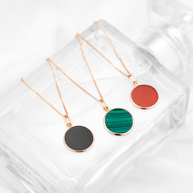 준주얼리 14K 파티써클 천연석 핑크골드 목걸이 [3종택1]