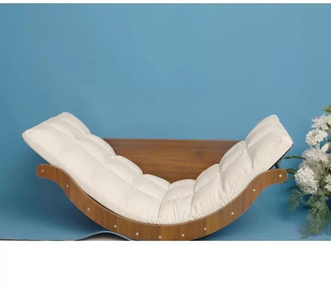 흔들침대 스윙체어 독서침대 흔들, 1개, 호두색+화이트 쿠션 밀도판 통기성