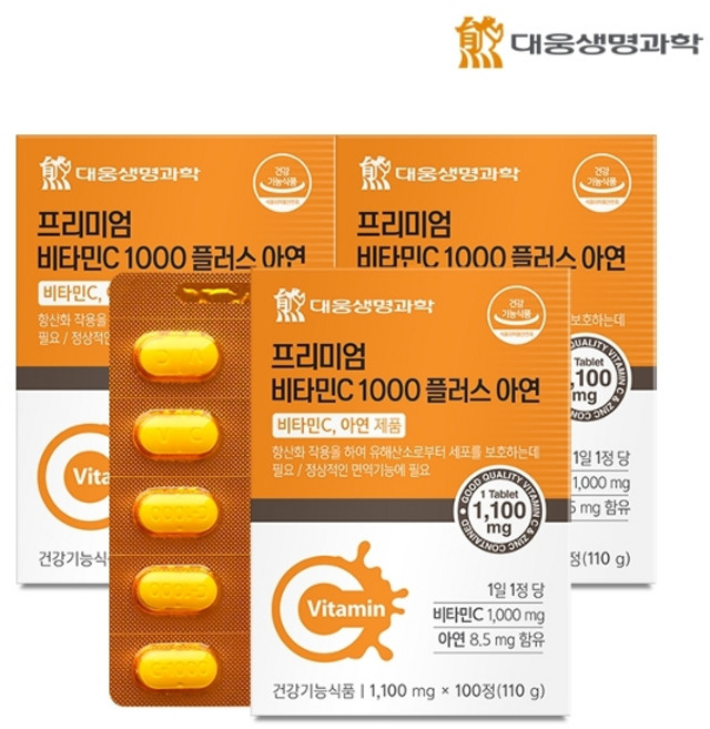 대웅생명과학 프리미엄비타민C1000+아연대웅생명과학100정x3 박스, 100정, 3개