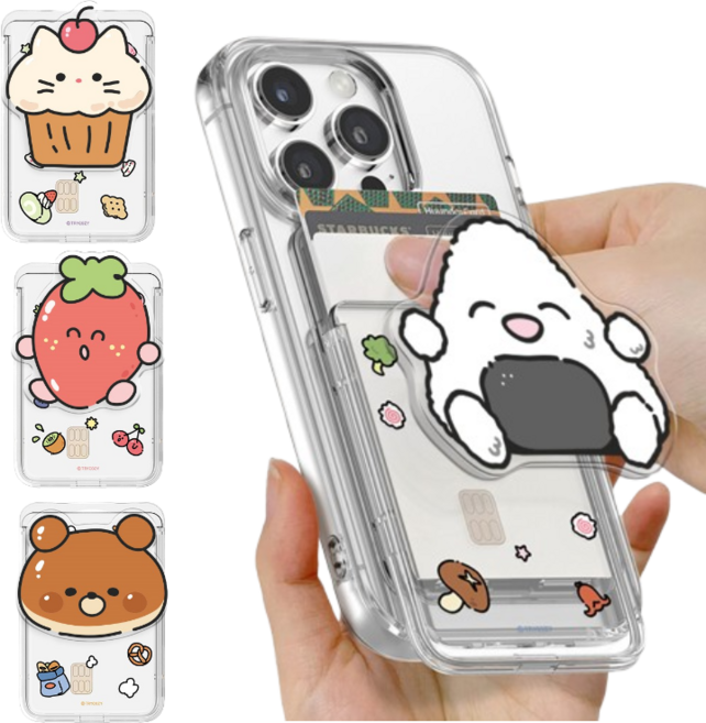 갤럭시S25울트라 알밤 브레드 딸기 총총 삼각김밥 그립톡 스마트톡 맥세이프 카드지갑 투명케이스