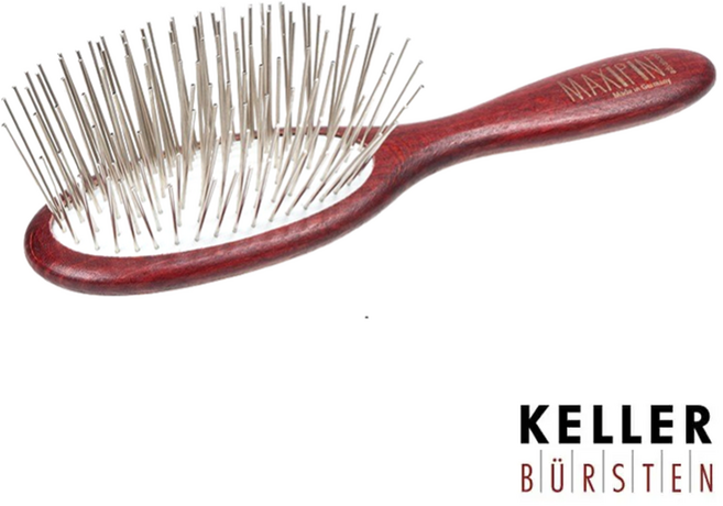 (크라운로얄 샘플증정) 지오디독 독일 켈러 맥시핀 오발 핀브러쉬 S 원목 35mm 소형 중형견 고양이 도그쇼, 브라운, 1개