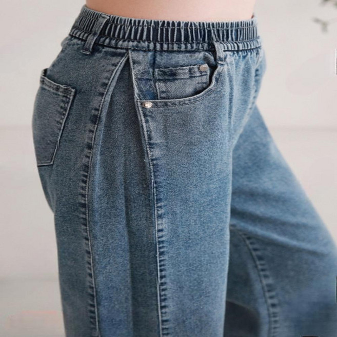 DW 여성 스트레이트 옆 다트 스판 밴딩 일자 와이드 데님 팬츠 청바지