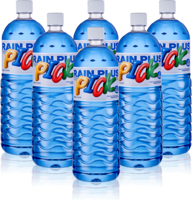 [레인플러스 Pick] 사계절 워셔액 차량용 에탄올 모든차종호환, 6개, 1.8L