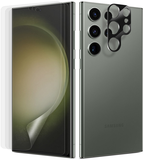 다이아큐브 갤럭시S23울트라 유리코팅 하이브리드 액정보호필름+카메라렌즈 필름 1매 가이드핀 간편부착, 3개입