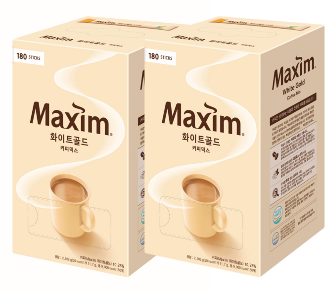 맥심 화이트골드 커피믹스 180Tx2개, 11.7g, 180개입, 2개