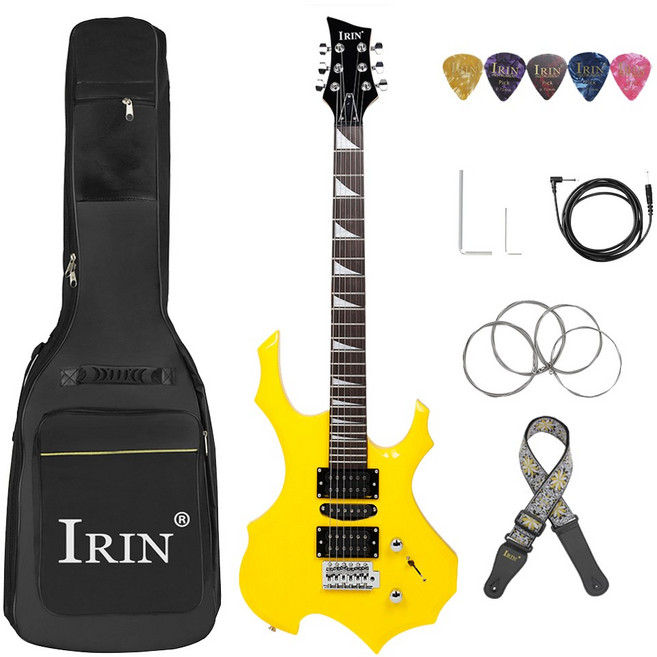 IRIN 메이플 바디 일렉트릭 기타 가방 스피커 필요한 부품 액세서리 24 프렛, 5) Yellow Guitar Set 2, 1개, Yellow Guitar Set 2