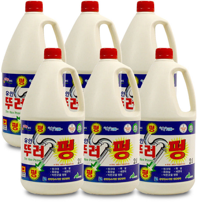 유안 뚜러펑 배수구 세정제 악취제거 펑크린 변기 하수구, 6개, 2L