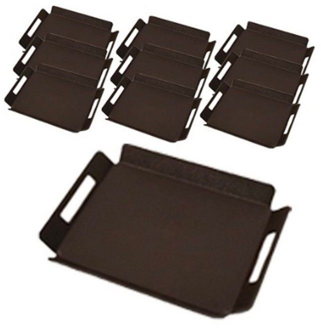 SKCAMEL 사각 스낵 쟁반 논슬립, 밤색, 10개