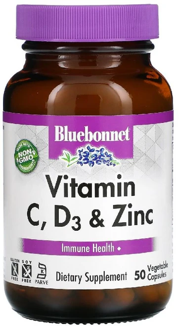 블루보넷 비타민C 비타민D3 아연 50캡슐 징크 아스코르브산 VitaminC, 1개, 50정 - 쿠팡