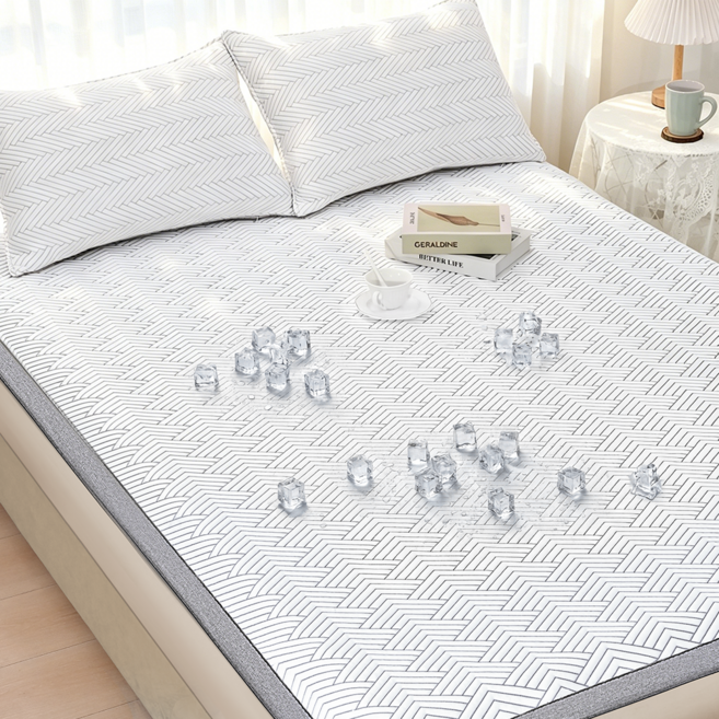 쿨링 냉감패드 여름 쿨매트 냉감 고정밴드형 침대 패드, 화이트