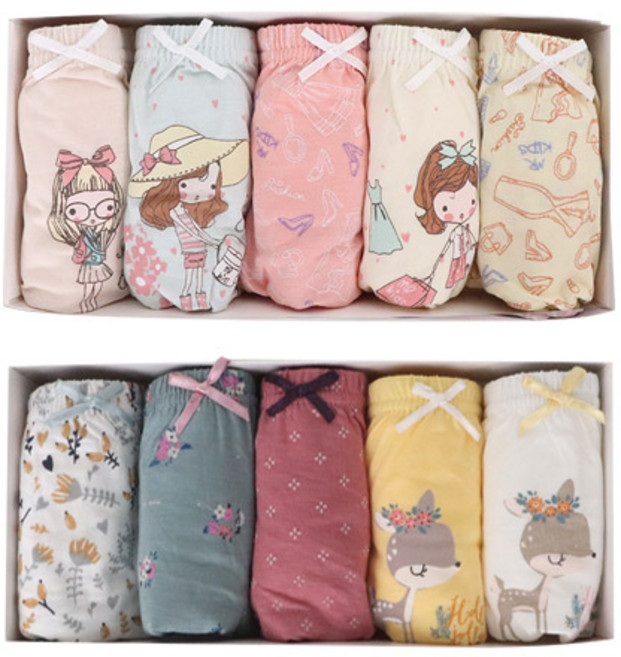 디비코리아 MRK 무형광 레이온 여아용 아동 주니어 삼각 팬티 10P - 밤비 큐티걸