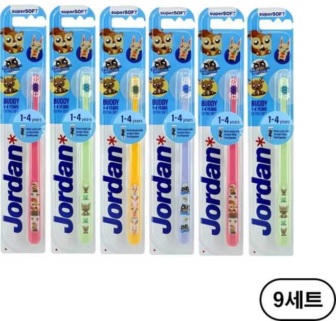 조르단 유아 칫솔 버디1, 혼합색상, 1개입, 54개