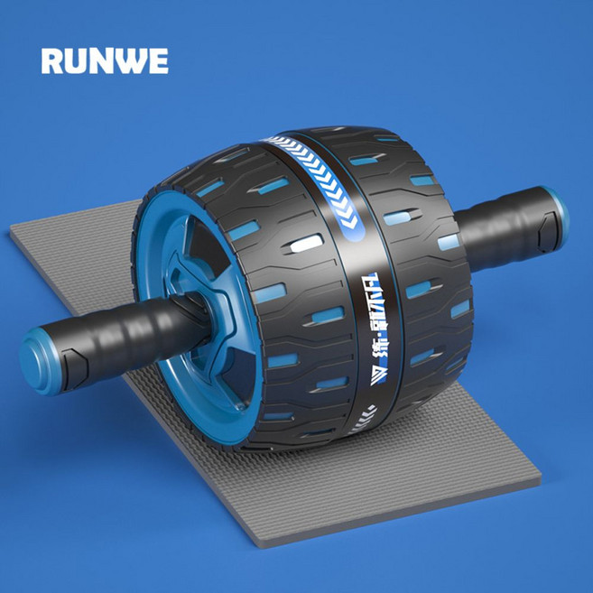 복근 운동 기구 롤아웃 논슬림 ems 저소음 복부 뱃살 ab 슬라이드 슬라이딩 트레이닝, 스틸 맥시 2m 복륜 블루+무릎 패드