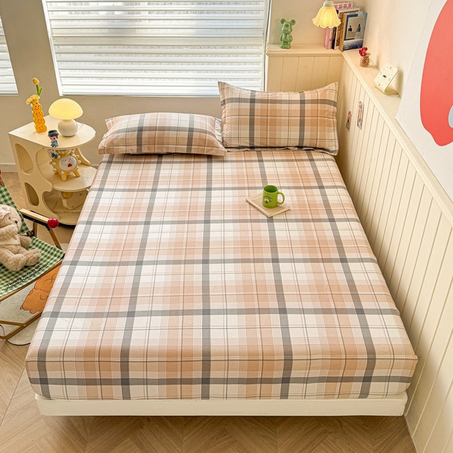 면소재 프린트 싱글/더블/퀸 사이즈 매트리스 커버 (탄성 밴드 포함) 부드럽고 편안한 침대 시트, C. 160x200x28cm, 11 ji xia, 1개