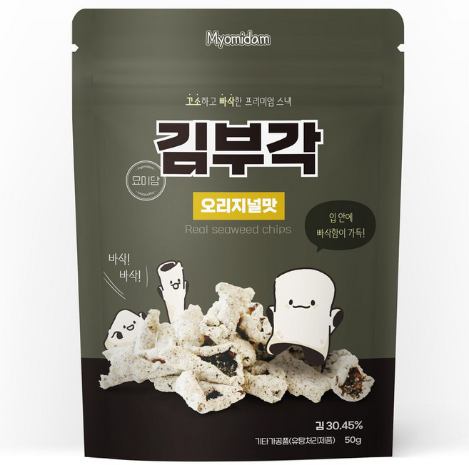 묘미담 바삭바삭 찹쌀 김부각 맥주안주 오리지널맛, 4개, 50g