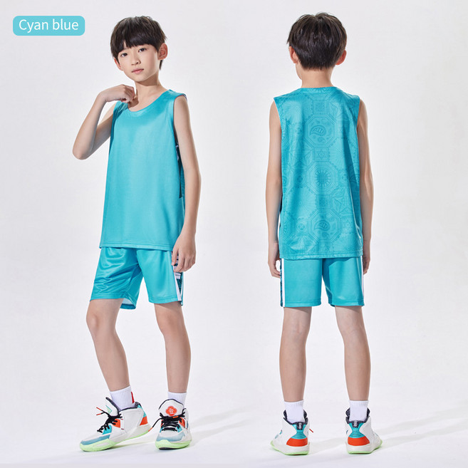 어린이 농구 유니폼 세트 맞춤 제작 번호 로고 팀 남자아이용 통기성 속건 아동 저지 L5806, 12 S, 04 Cyan Blue