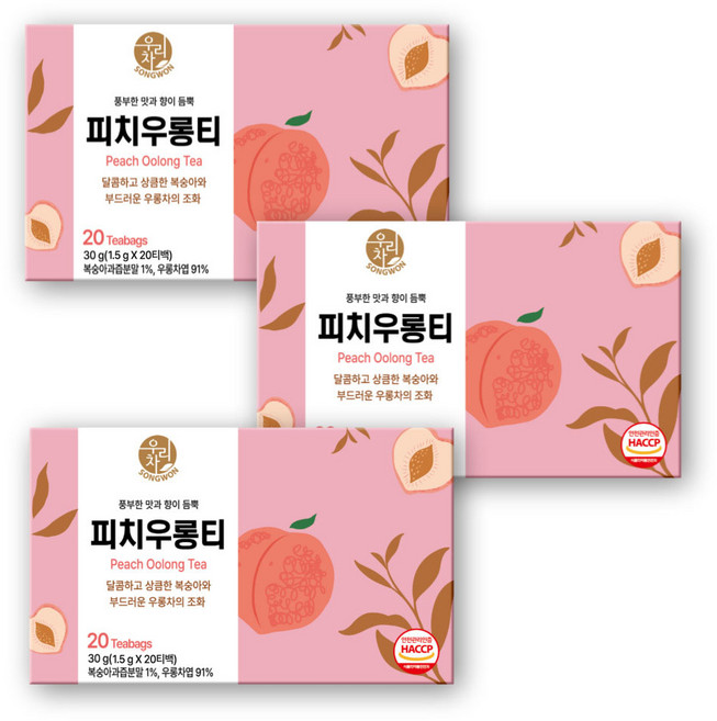 우리차 피치우롱티, 1.5g, 20개입, 3개