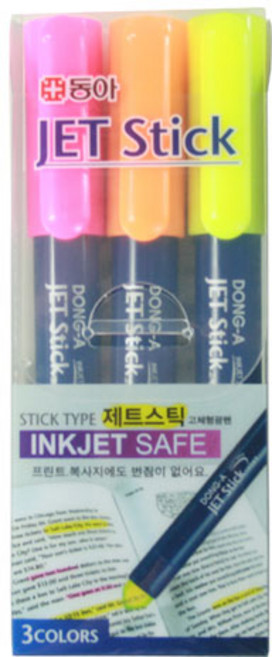 동아 고체 형광펜 ( 타원형 ) 제트스틱 3색
