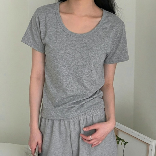 마이쏭 여성 빅사이즈 루즈핏 멘탈유넥모달반팔티